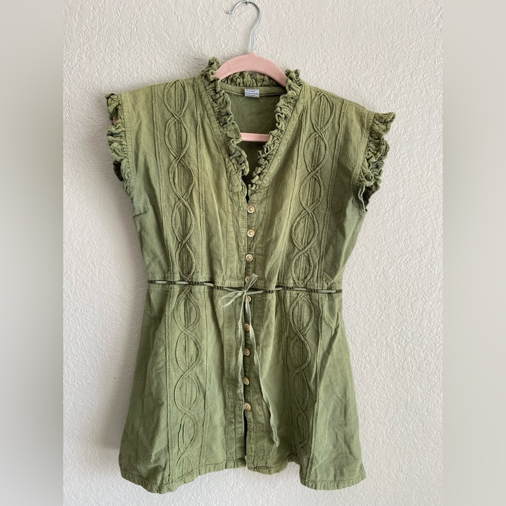 Vintage boho tunic dress top Cottagecore coastal layering piece